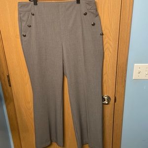 Roz & Ali, Sz 14, Secret Agent Tummy Control,Gray Sailor Pants, Button Accents
